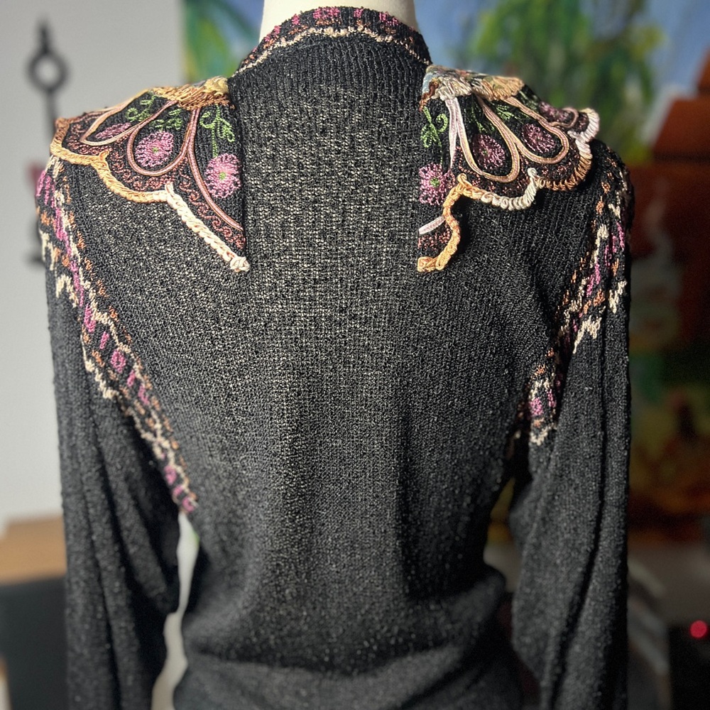 Incredible BOUCLE SWEATER Vtg 80/90s JoAnn Bryant Exclusive Designs wearable art - Picture 8 of 12
